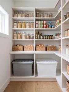 Separate pantry storage area for cleaning supplies away from food