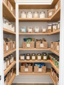 Consistent labeling system for an organized pantry closet