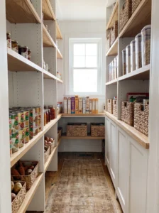 Adjustable shelving maximizing vertical storage in a small pantry