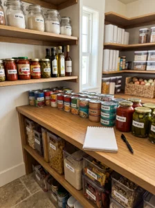 Monthly pantry audit for checking expiration dates and restocking