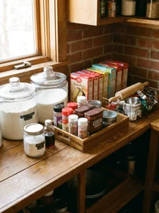 Dedicated pantry zone for neatly organized baking supplies
