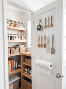 Removable adhesive strips for lightweight pantry accessories