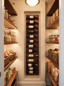 Small wine or bottle rack inside a pantry closet