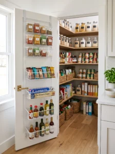 Over-the-door pantry organizer for snacks, spices and wraps