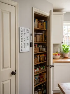 Pantry inventory whiteboard for tracking groceries and low-stock items