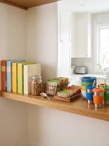 Breakfast grab shelf with cereal, oatmeal and quick morning foods