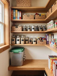Dedicated labeled bin for organized pet food storage