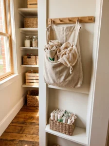 Dedicated pantry storage spot for reusable grocery bags