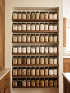 Uniform glass jar system for an organized pantry