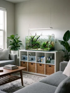 KALLAX unit used as an aquarium or terrarium stand