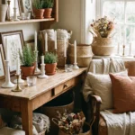 Cozy cottagecore interior styled with affordable IKEA decor and natural textures