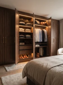 PAX wardrobe customized into an organized built-in closet system