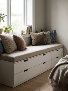 NORDLI dresser units transformed into a built-in window bench