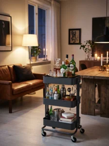 RÅSKOG utility cart styled as a mobile bar cart