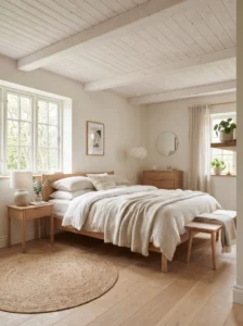Whitewashed wood ceiling with visible natural grain