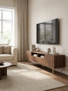 BESTÅ media console upgraded with tapered brass legs